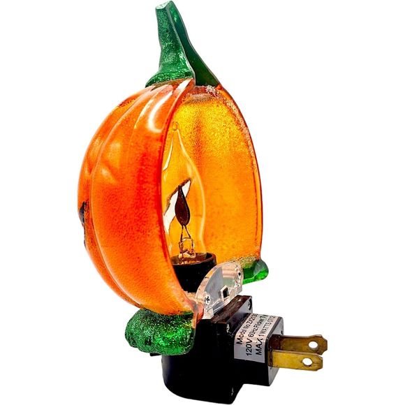 Halloween Jack O Lantern Pumpkin Plug In Night Light Flickering LED Switch 5.5" - Picture 9 of 12